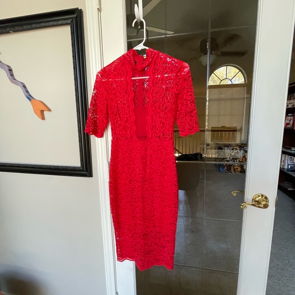 Express red lace dress